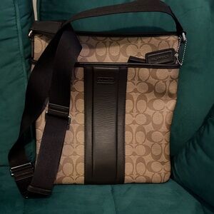 Coach Men's Tan and Black Messenger Bag